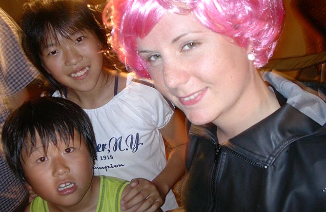 Pink Lisa with kids