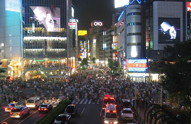 Shibuya crossing at night