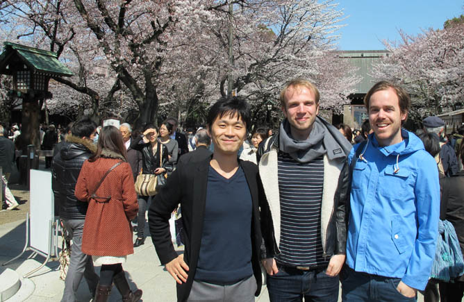 Posing in front of Yakusuni Jinja